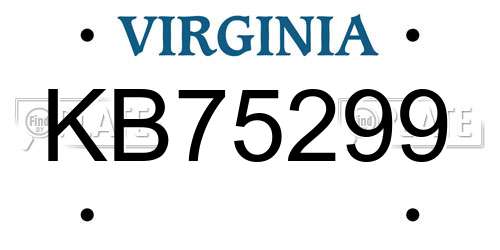 KB75299 Virginia License Plate