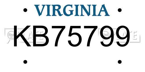 KB75799 Virginia License Plate