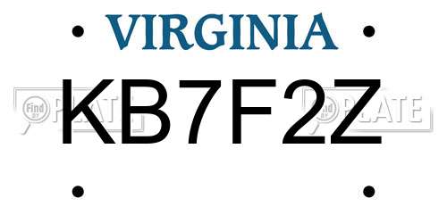 KB7F2Z Virginia License Plate