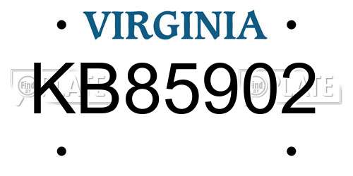 KB85902 Virginia License Plate