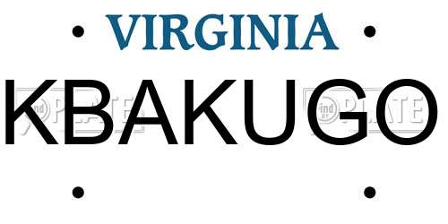KBAKUGO Virginia License Plate