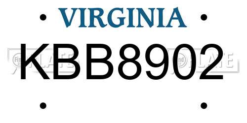 KBB8902 Virginia License Plate