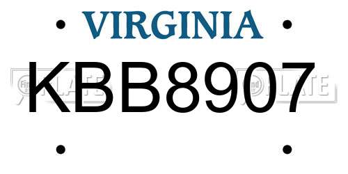 KBB8907 Virginia License Plate