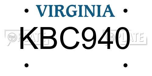 KBC940 Virginia License Plate