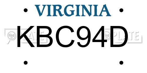 KBC94D Virginia License Plate