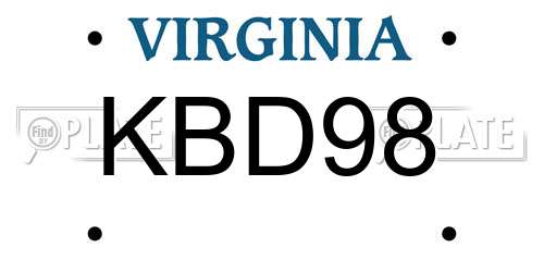 KBD98 Virginia License Plate