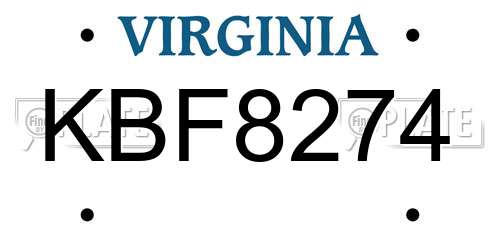 KBF8274 Virginia License Plate