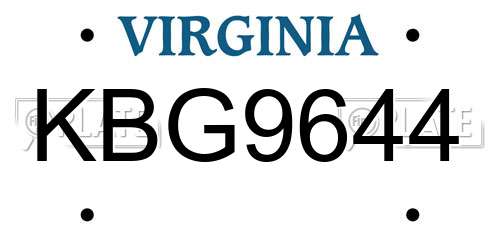 KBG9644 Virginia License Plate