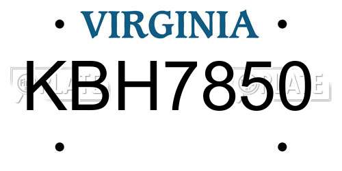 KBH7850 Virginia License Plate