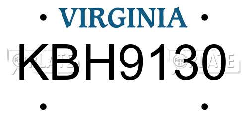 KBH9130 Virginia License Plate
