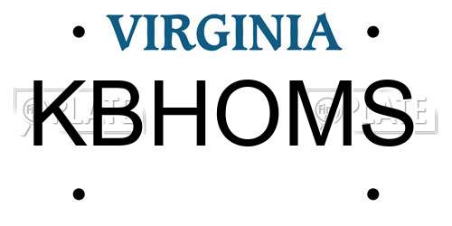 KBHOMS Virginia License Plate