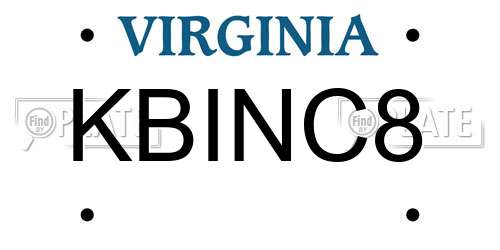 KBINC8 Virginia License Plate