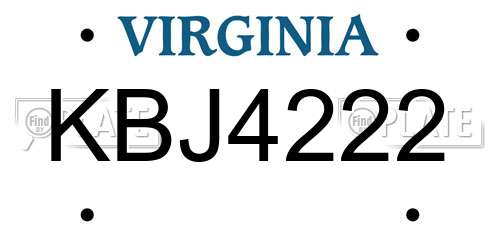KBJ4222 Virginia License Plate
