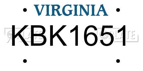 KBK1651 Virginia License Plate