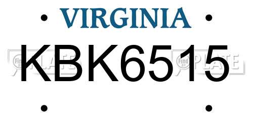 KBK6515 Virginia License Plate