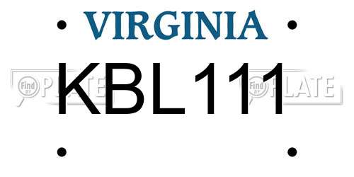 KBL111 Virginia License Plate