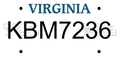KBM7236 Virginia License Plate