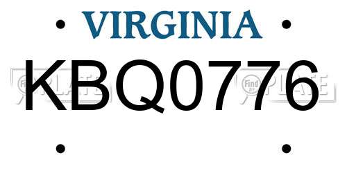 KBQ0776 Virginia License Plate