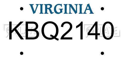 KBQ2140 Virginia License Plate