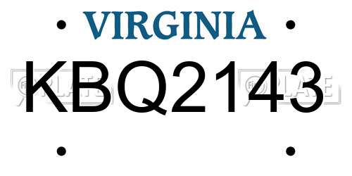 KBQ2143 Virginia License Plate