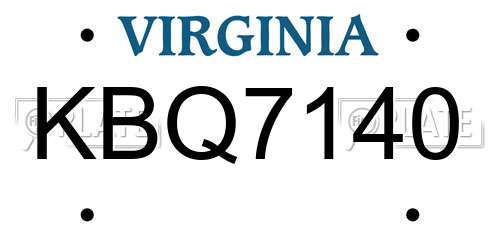 KBQ7140 Virginia License Plate
