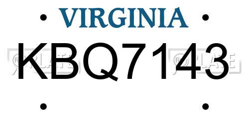 KBQ7143 Virginia License Plate