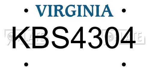 KBS4304 Virginia License Plate