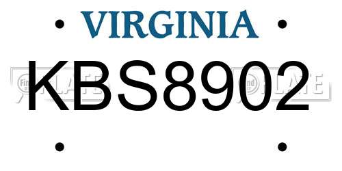 KBS8902 Virginia License Plate