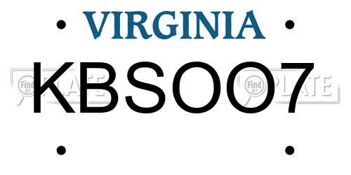 KBSOO7 Virginia License Plate