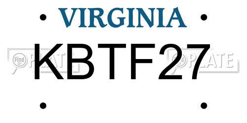 KBTF27 Virginia License Plate
