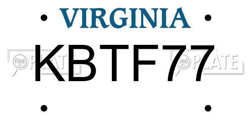 KBTF77 Virginia License Plate