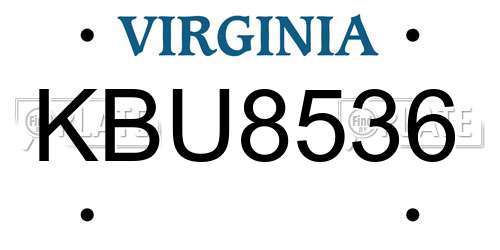 KBU8536 Virginia License Plate