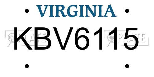 KBV6115 Virginia License Plate