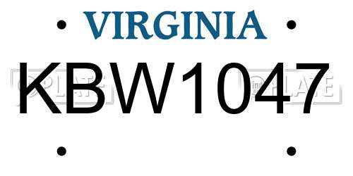 KBW1047 Virginia License Plate