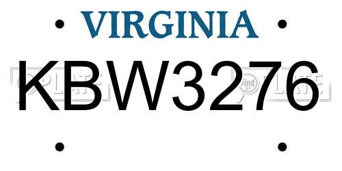KBW3276 Virginia License Plate