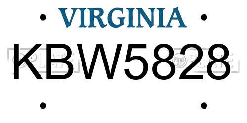 KBW5828 Virginia License Plate