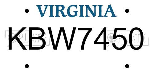 KBW7450 Virginia License Plate