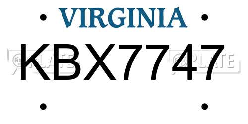 KBX7747 Virginia License Plate