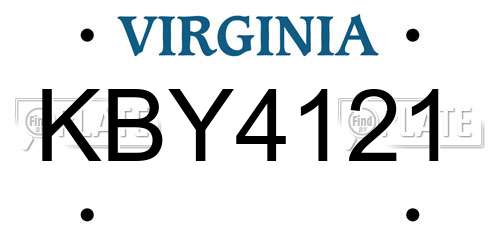 KBY4121 Virginia License Plate