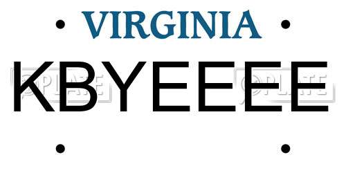 KBYEEEE Virginia License Plate