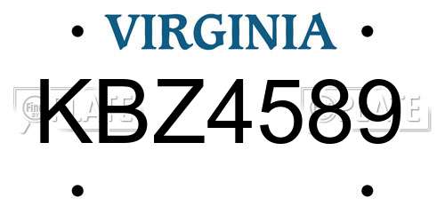 KBZ4589 Virginia License Plate