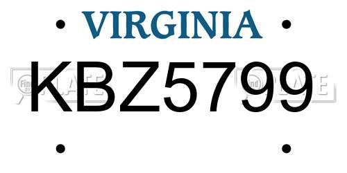 KBZ5799 Virginia License Plate