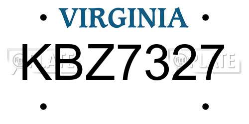 KBZ7327 Virginia License Plate
