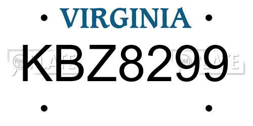 KBZ8299 Virginia License Plate