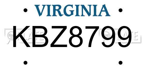 KBZ8799 Virginia License Plate