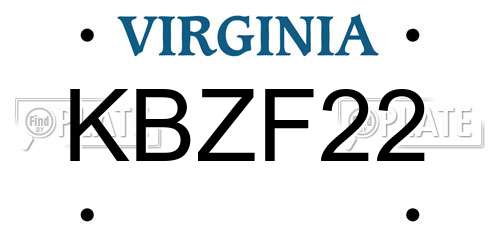 KBZF22 Virginia License Plate