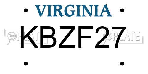 KBZF27 Virginia License Plate