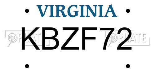 KBZF72 Virginia License Plate
