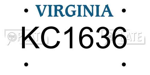 KC1636 Virginia License Plate