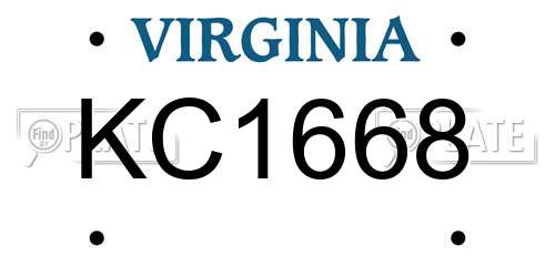 KC1668 Virginia License Plate